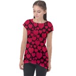 Valentines Day Hearts Pattern Love Red Cap Sleeve High Low Top