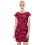 Valentines Day Hearts Pattern Love Red Cap Sleeve Bodycon Dress