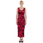 Valentines Day Hearts Pattern Love Red Fitted Maxi Dress