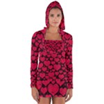 Valentines Day Hearts Pattern Love Red Long Sleeve Hooded T-shirt