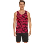 Valentines Day Hearts Pattern Love Red Men s Wide Collar Tank Top