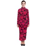 Valentines Day Hearts Pattern Love Red Turtleneck Maxi Dress