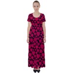 Valentines Day Hearts Pattern Love Red High Waist Short Sleeve Maxi Dress