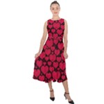 Valentines Day Hearts Pattern Love Red Midi Tie-Back Chiffon Dress