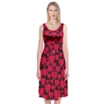 Valentines Day Hearts Pattern Love Red Midi Sleeveless Dress