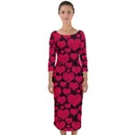 Valentines Day Hearts Pattern Love Red Quarter Sleeve Midi Bodycon Dress