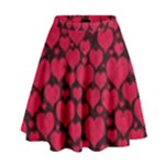 Valentines Day Hearts Pattern Love Red High Waist Skirt