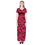 Valentines Day Hearts Pattern Love Red Short Sleeve Maxi Dress