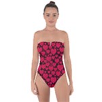 Valentines Day Hearts Pattern Love Red Tie Back One Piece Swimsuit