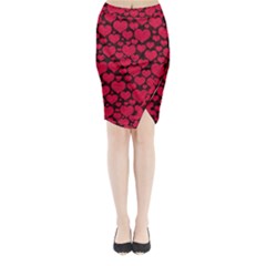 Valentines Day Hearts Pattern Love Red Midi Wrap Pencil Skirt from ArtsNow.com