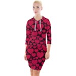 Valentines Day Hearts Pattern Love Red Quarter Sleeve Hood Bodycon Dress