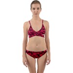 Valentines Day Hearts Pattern Love Red Wrap Around Bikini Set