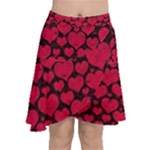 Valentines Day Hearts Pattern Love Red Chiffon Wrap Front Skirt