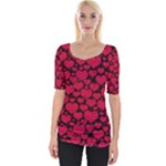 Valentines Day Hearts Pattern Love Red Wide Neckline T-Shirt