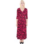 Valentines Day Hearts Pattern Love Red Quarter Sleeve Wrap Maxi Dress