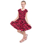 Valentines Day Hearts Pattern Love Red Kids  Short Sleeve Dress