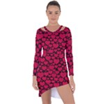 Valentines Day Hearts Pattern Love Red Asymmetric Cut-Out Shift Dress