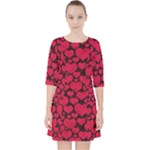 Valentines Day Hearts Pattern Love Red Quarter Sleeve Pocket Dress