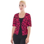 Valentines Day Hearts Pattern Love Red Cropped Button Cardigan