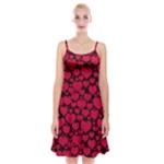 Valentines Day Hearts Pattern Love Red Spaghetti Strap Velvet Dress