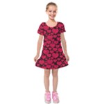 Valentines Day Hearts Pattern Love Red Kids  Short Sleeve Velvet Dress