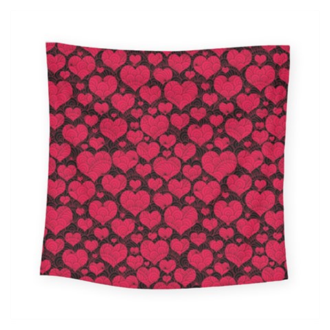 Valentines Day Hearts Pattern Love Red Square Tapestry (Small) from ArtsNow.com