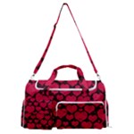 Valentines Day Hearts Pattern Love Red Sports Gym Duffle Bag with Shoe Compartment