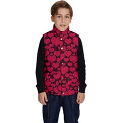 Valentines Day Hearts Pattern Love Red Kid s Button Up Puffer Vest from ArtsNow.com