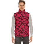 Valentines Day Hearts Pattern Love Red Men s High Neck Button Up Puffer Vest