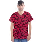 Valentines Day Hearts Pattern Love Red Men s V-Neck Scrub Top