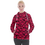 Valentines Day Hearts Pattern Love Red Women s Hooded Pullover