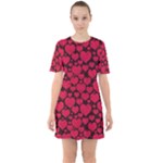 Valentines Day Hearts Pattern Love Red Sixties Short Sleeve Mini Dress