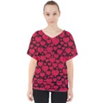 Valentines Day Hearts Pattern Love Red V-Neck Dolman Drape Top