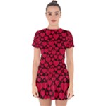 Valentines Day Hearts Pattern Love Red Drop Hem Mini Chiffon Dress