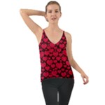 Valentines Day Hearts Pattern Love Red Chiffon Cami