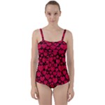 Valentines Day Hearts Pattern Love Red Twist Front Tankini Set