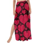 Valentines Day Hearts Pattern Love Red Maxi Chiffon Tie-Up Sarong