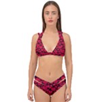 Valentines Day Hearts Pattern Love Red Double Strap Halter Bikini Set