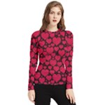 Valentines Day Hearts Pattern Love Red Women s Long Sleeve Rash Guard