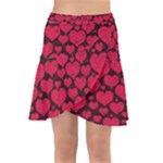 Valentines Day Hearts Pattern Love Red Wrap Front Skirt