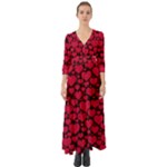 Valentines Day Hearts Pattern Love Red Button Up Boho Maxi Dress