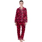 Valentines Day Hearts Pattern Love Red Women s Long Sleeve Satin Pajamas Set