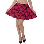 Valentines Day Hearts Pattern Love Red Velvet Skater Skirt