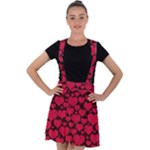 Valentines Day Hearts Pattern Love Red Velvet Suspender Skater Skirt