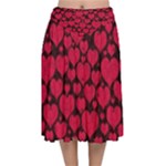 Valentines Day Hearts Pattern Love Red Velvet Flared Midi Skirt