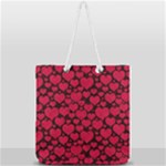 Valentines Day Hearts Pattern Love Red Full Print Rope Handle Tote (Large)