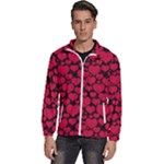 Valentines Day Hearts Pattern Love Red Men s High Neck Windbreaker