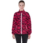 Valentines Day Hearts Pattern Love Red Women s High Neck Windbreaker