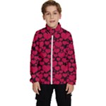 Valentines Day Hearts Pattern Love Red Kids  High Neck Windbreaker