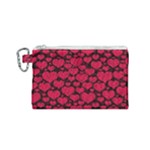 Valentines Day Hearts Pattern Love Red Canvas Cosmetic Bag (Small)